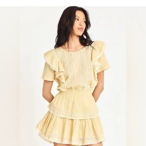 LoveShackFancy Yellow Natasha Ruffle Dress